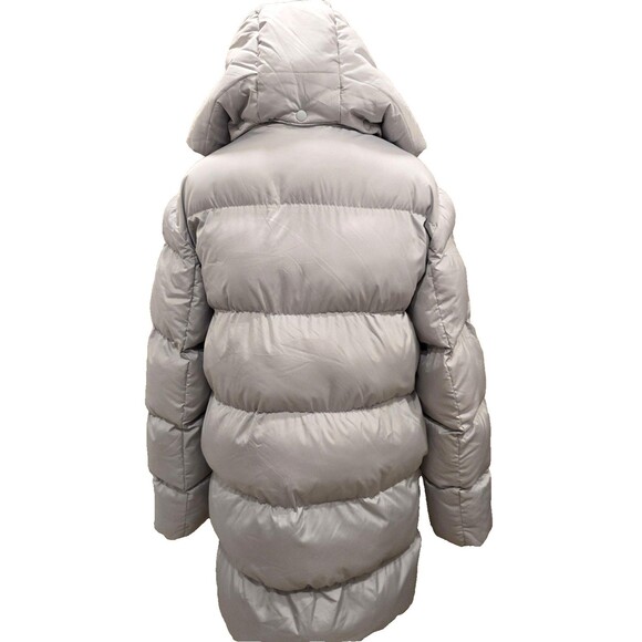 ASOS DESIGN longline puffer jacket with detachable hood in grey Size S Clean - Picture 4 of 10